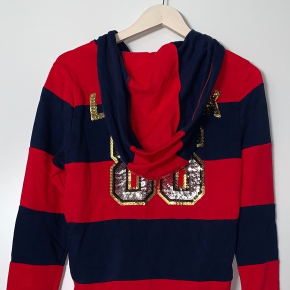 NWT Pink Victoria Secret Small Blue Red Hoddie - Picture 2 of 4